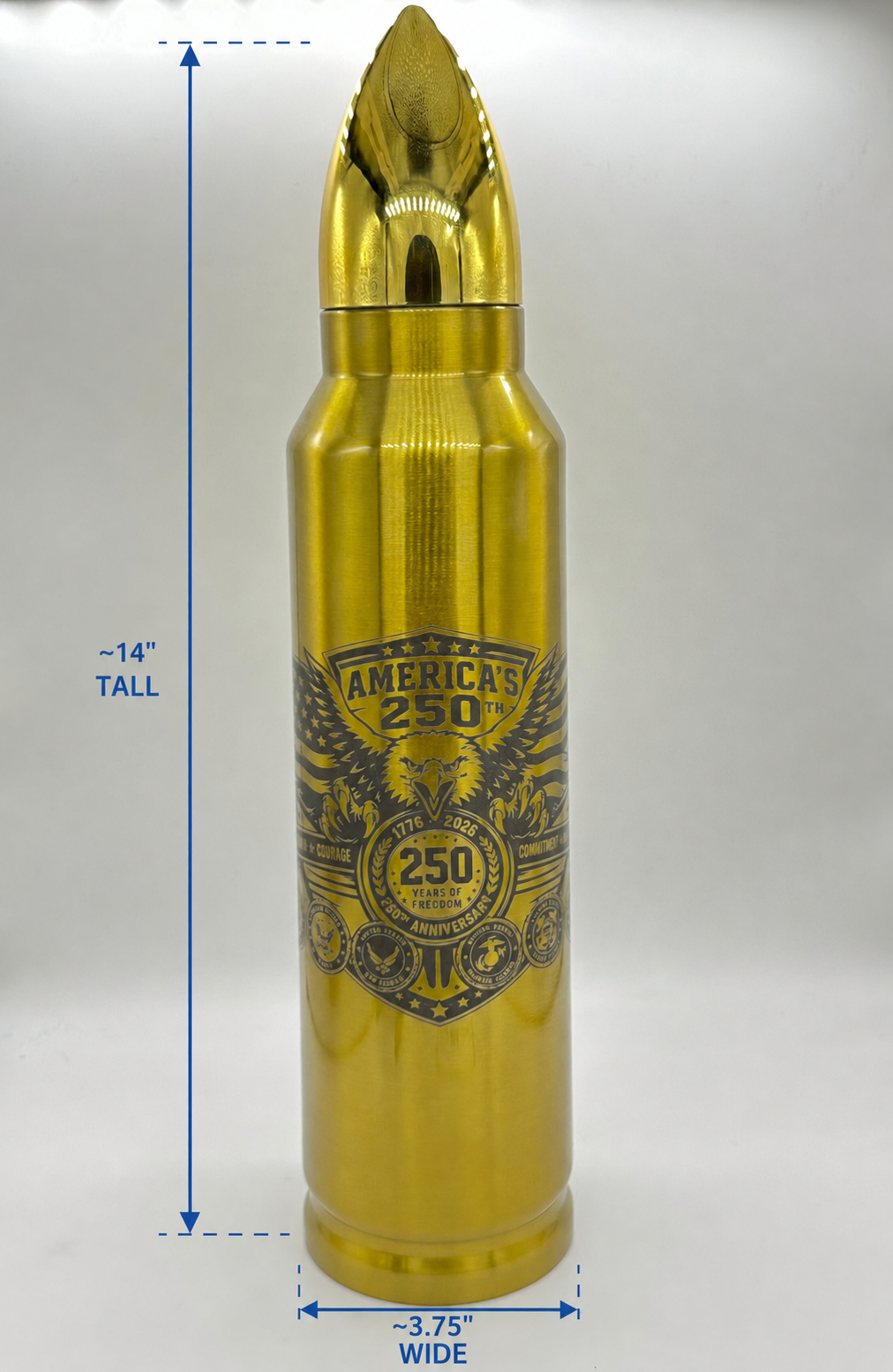America 250th Anniversary Munition Bullet Tumbler
